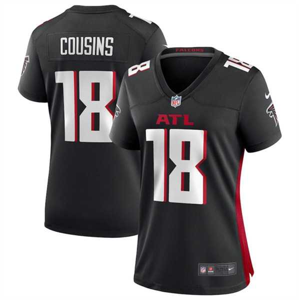 Womens Atlanta Falcons #18 Kirk Cousins Black Stitched Jersey Dzhi